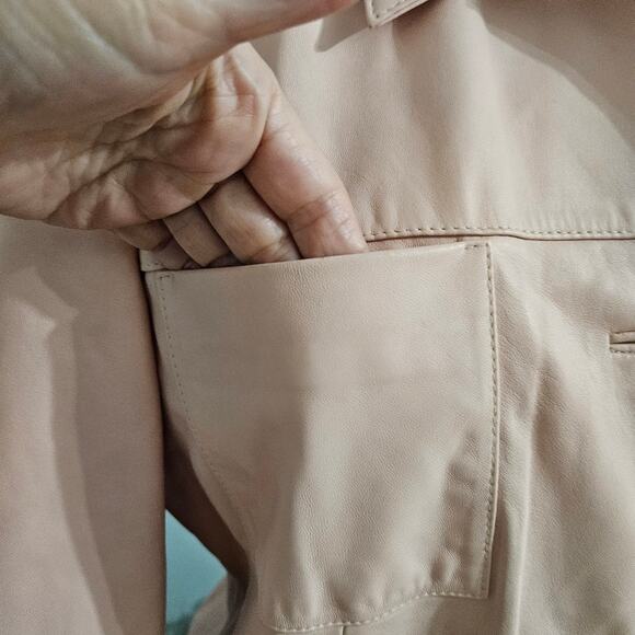 Talbots Pastel Pink 100% Leather Jacket Plus Size 14 Classic Soft Lined Minimal - Picture 6 of 15